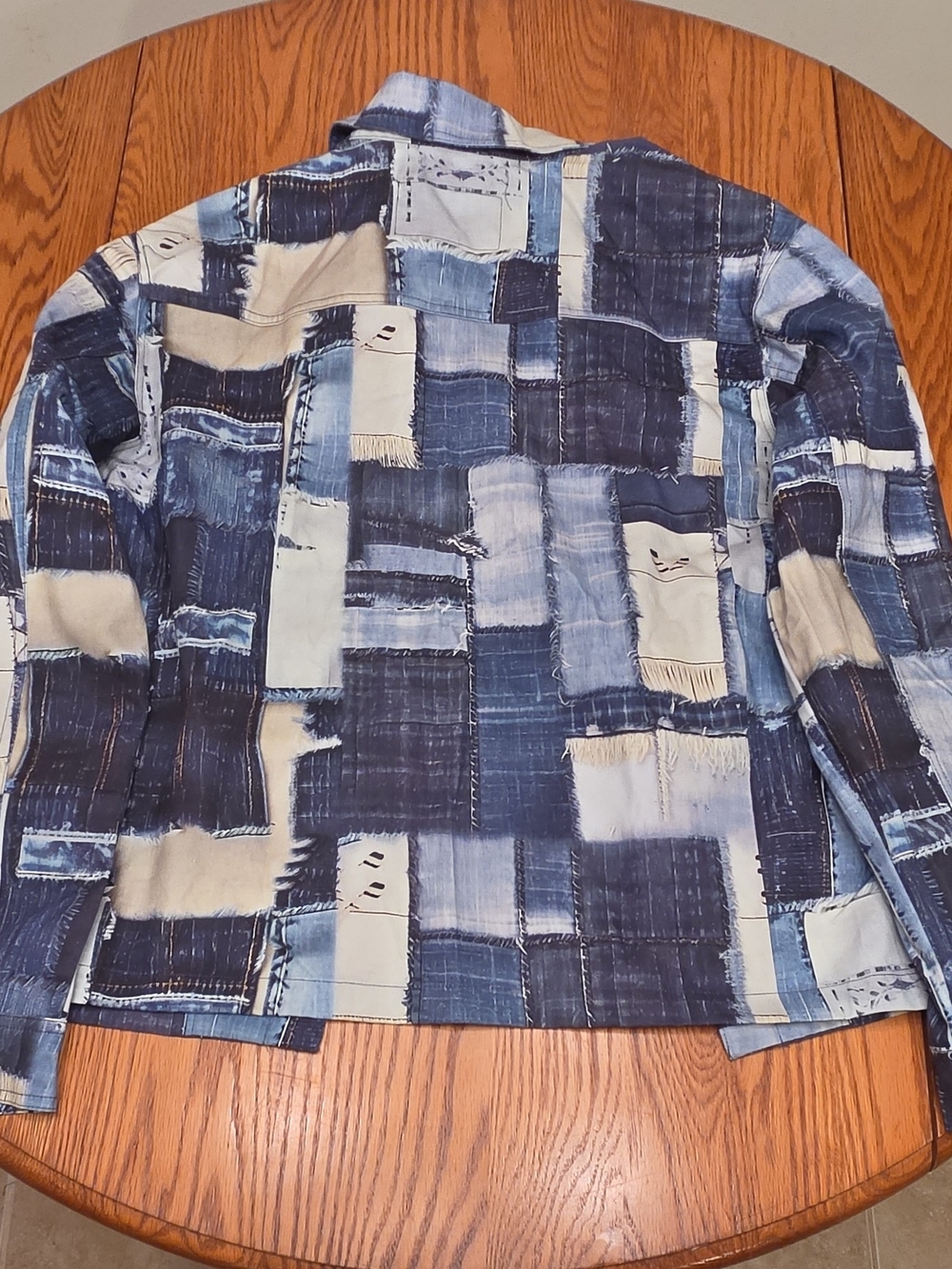 Novamen Men’s Blue Patchwork Lightweight Shirt Jacket Size M - Picture 7 of 9